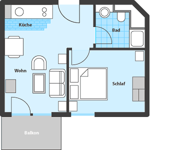 grundriss 2-zimmer appartement