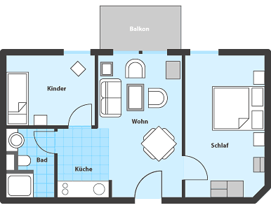 grundriss 3-zimmer appartement